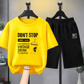 kids top bottom Vintage Drink Graphics Oversized T-Shirt and Pant Set